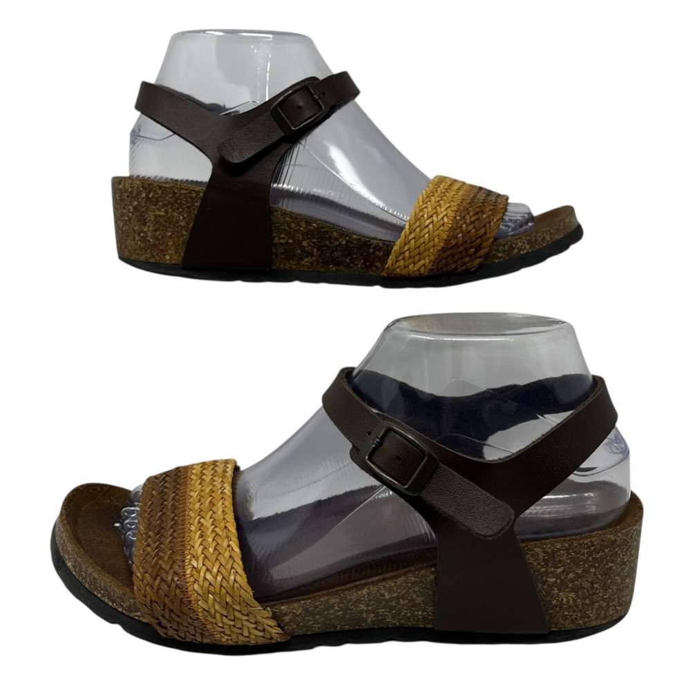 Spring Step‎ Cork Footbed Wedge Strappy Leather Sandals Womens 39 8.5